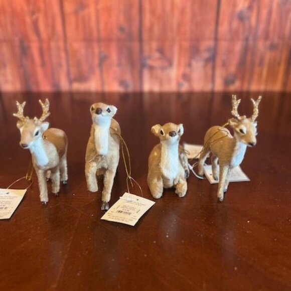 holiday reindeer family Deer ornament Set Of‎ 4 Woodland Animals stag Decor - Picture 8 of 9